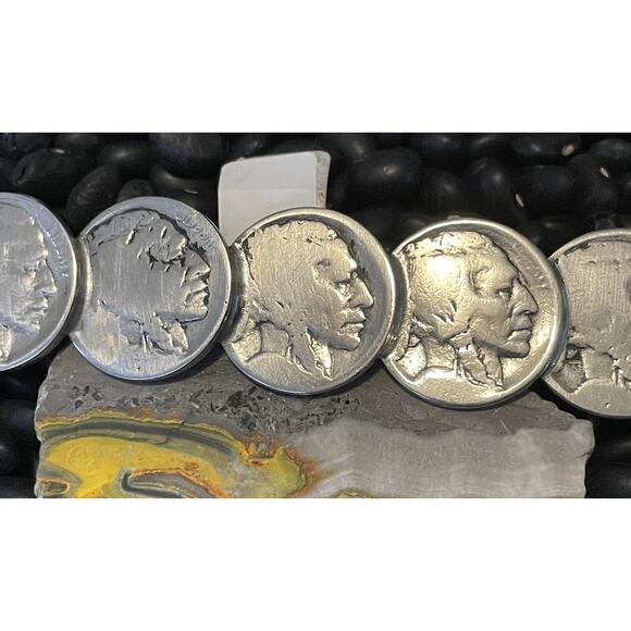 Native American Silver Indian Chief Head Coin Buffalo Nickel Hair Clip Barrette main image 5